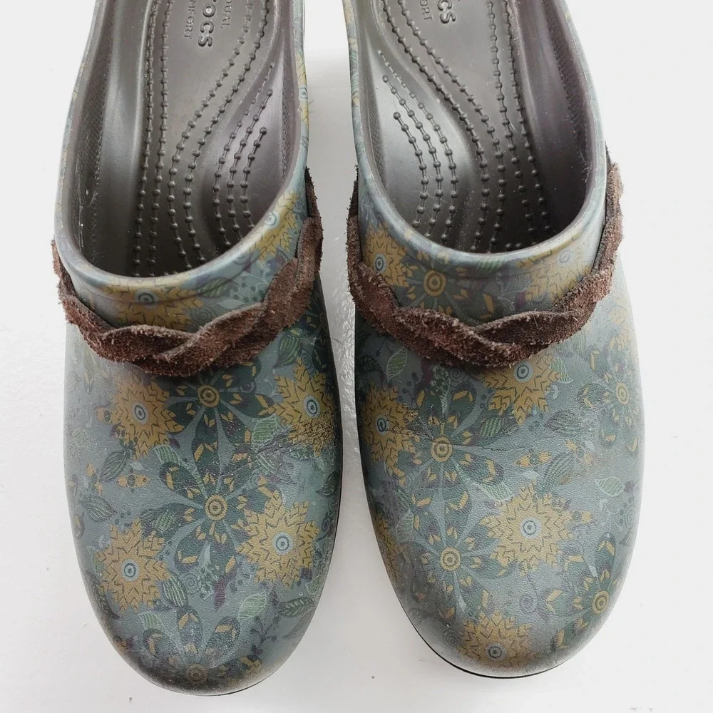 CROCS Women Sarah Crosslite Floral Dual Comfort Heel Clogs Mules  Size W7 - Picture 4 of 10